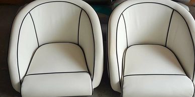 Boat seat chair upholstery Clears carpets covers and seats Clear Cut Upholstery and marine Trimming
