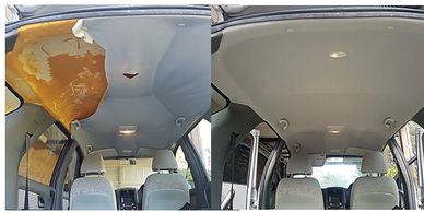 automotive roof lining replacement and repair before and after Clear Cut Upholstery  Automotive and