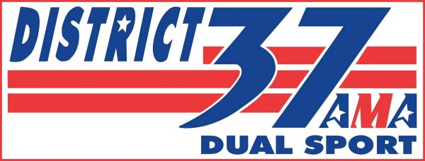Logo for District 37 AMA Dual Sport with bold blue and red design.