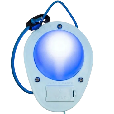 A blue light with a cord attachment.