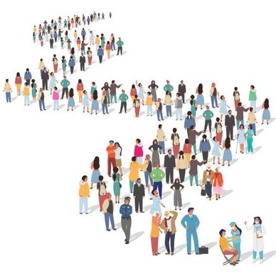 Image of a long line of patients waiting to get dentalcare.