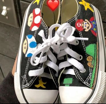 Custom hand painted Mario brothers converse kids shoes