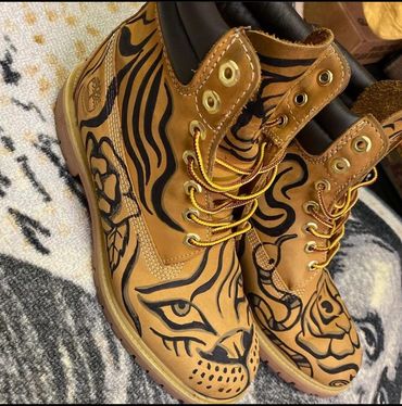 Customized timberland boots made with sharpie