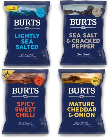 Burt's Potato Chips from UK. High quality British pototo chips. . Hand cooked chip gluten free.