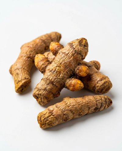Close-up of dried turmeric roots.