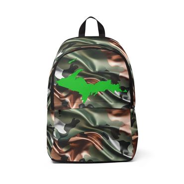 Metallic camouflage with green Upper Peninsula back pack