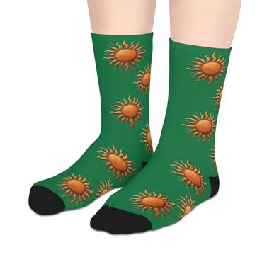 Mid-length Socks : Orange Viking Suns