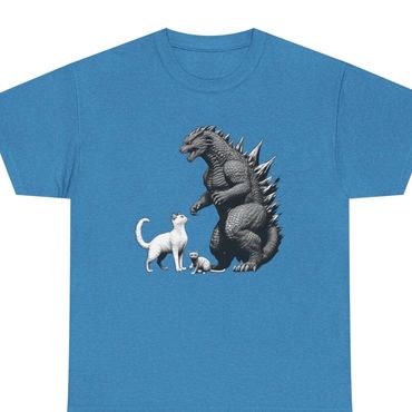 Catzilla and friends Unisex Heavy Cotton Tee - Fun Graphic Tee for Animal Lovers