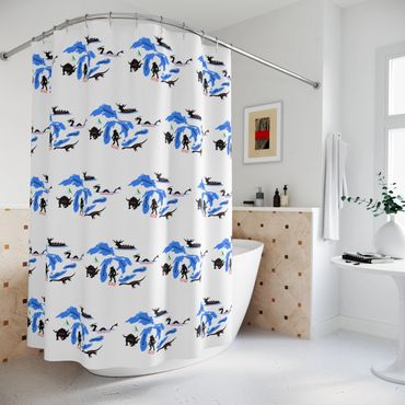 Shower Curtain with Great Lakes cryptids