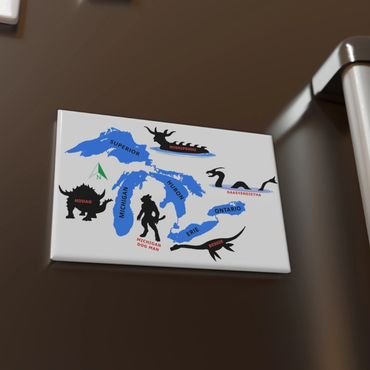 Button Magnet, Rectangle (1 & 10 pcs) : Great Lake cryptids