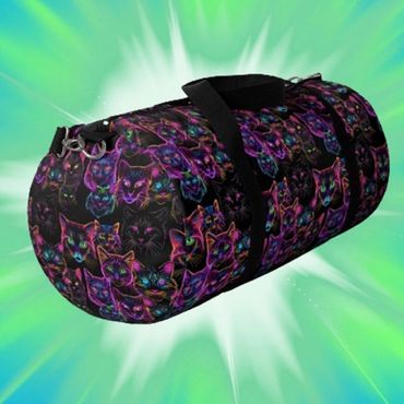 neon cat duffel bag