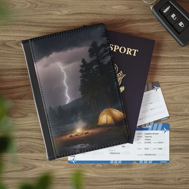 Thunderstorm camping passport cover