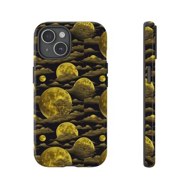 Golden moon and clouds phone case