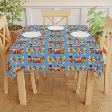 Tablecloth : Happy birthday, blue background
