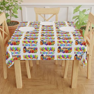Tablecloth : Happy birthday, white background