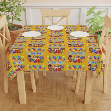Tablecloth : Happy birthday, yellow background