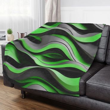 Green gray and black blanket
