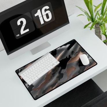 Black copper silver desk mat