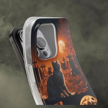 cemetery cats under the moon phone case
