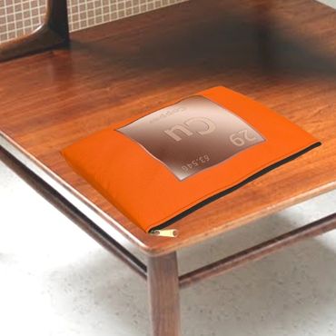 copper and orange pouch