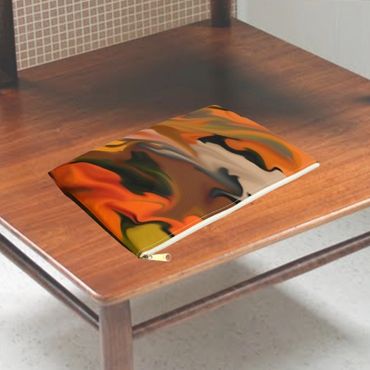 orange brown black pouch