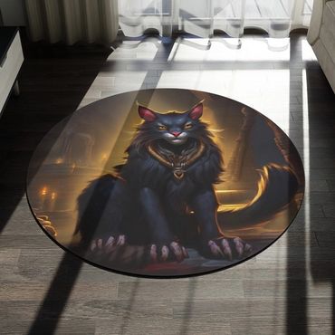 Black cat magi on a rug