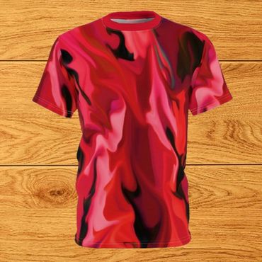 red pink and black t-shirt