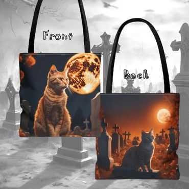 cemetery cats under the moon