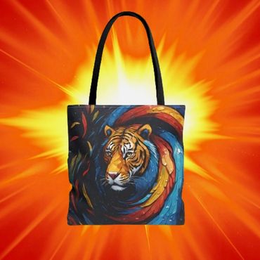 Fire and blue tiger tote