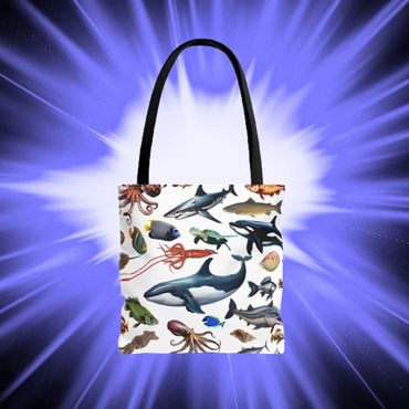 Sea life white tote