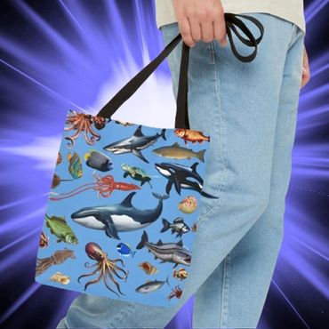 sea life blue tote