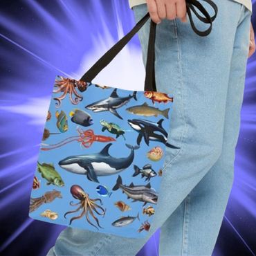 Blue sea life tote