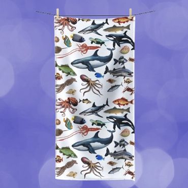 Sea life body towel white