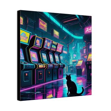 wall art - cat in an arcade