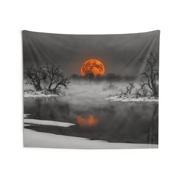 Indoor Wall Tapestries : Moon over the lake
