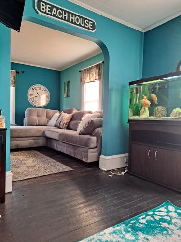 Bold beautiful turquoise house in Kenmore Akron ohio area