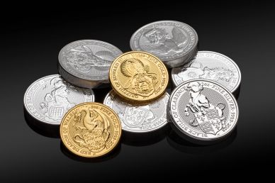 Silver and gold coins