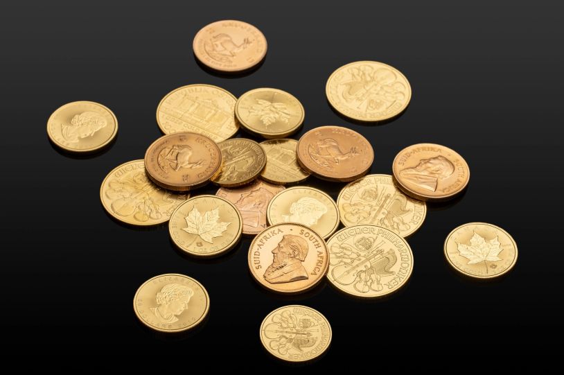 A collection of gold coins