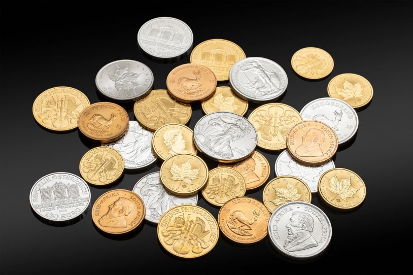 Assortment of gold and silver coins