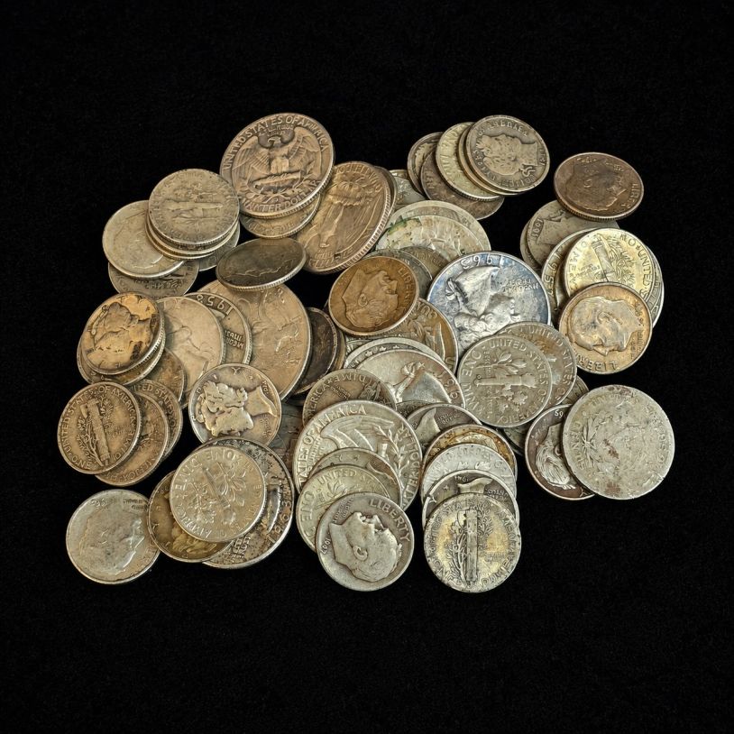 United States silver quarters and dimes from 1964 and earlier