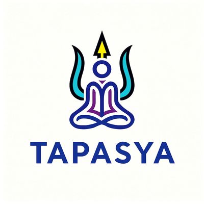 Logo of a meditating figure with the text 'TAPASYA' below.