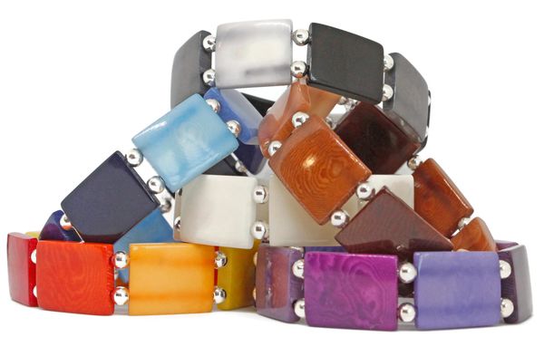 Colorful ombre tagua stretch bracelets