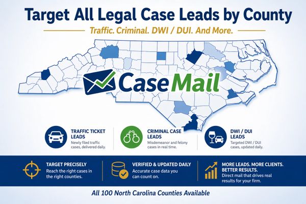 Traffic and criminal case leads across North Carolina counties