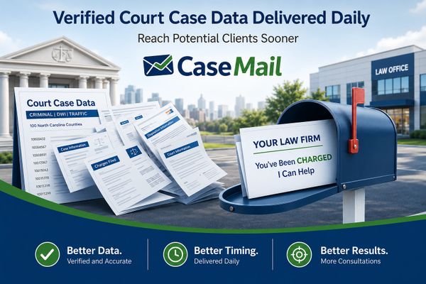 Verified NC court case data delivered daily for attorneys using targeted direct mail marketing
