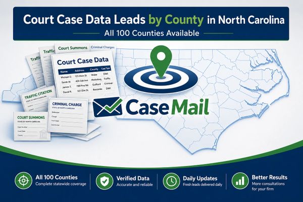 Court case data by county for targeted attorney marketing