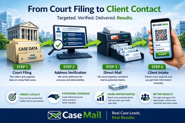 DWI cases are filed and Case Mail distributes them to DWI lawyers