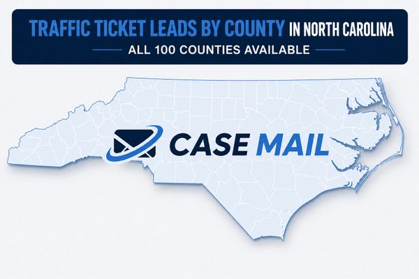 Target traffic ticket leads using direct mail marketing by county in North Carolina