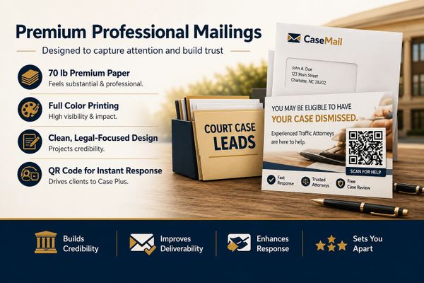 Case Mail provides premium and professional direct mail marketing for attorneys and lawyers