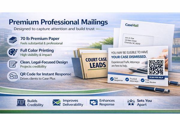 Case Mail provides premium professional attorney direct mail marketing.