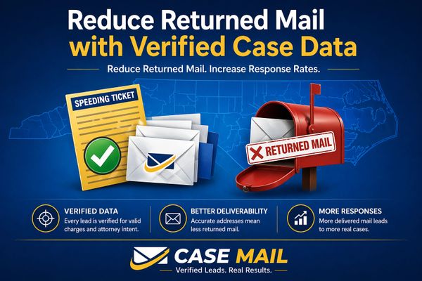 Verified court case leads reduces returned direct mail.